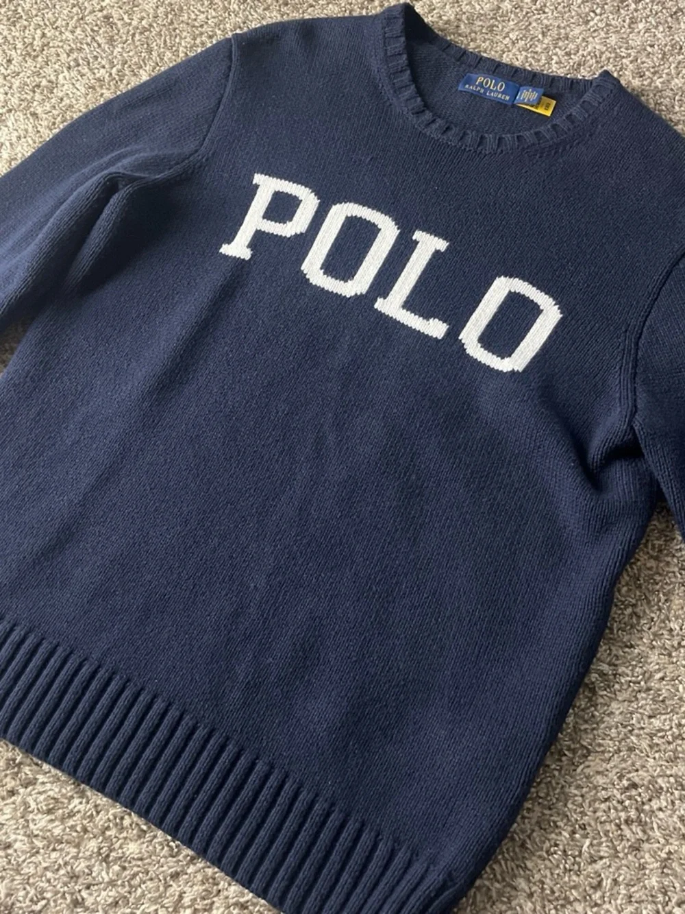 Polo by Ralph Lauren Navy Sweater with White Logo